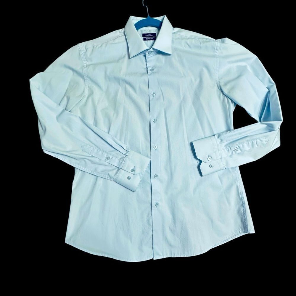 Emmanuel Men’s Pale Blue Slim Fit Dress Shirt Size 17” collar